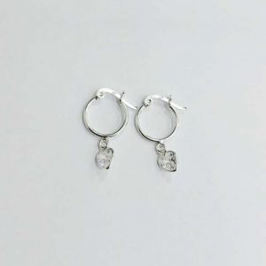 Aros argolla lisa con colgante de circón de 13mm