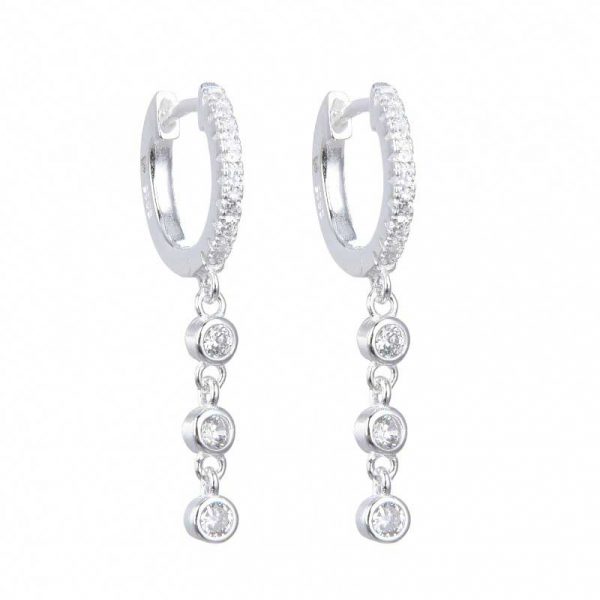 Aros argolla redonda con colgante circones 14mm