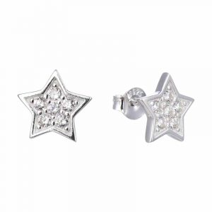 Aros topo pegado diseño estrellas con circones