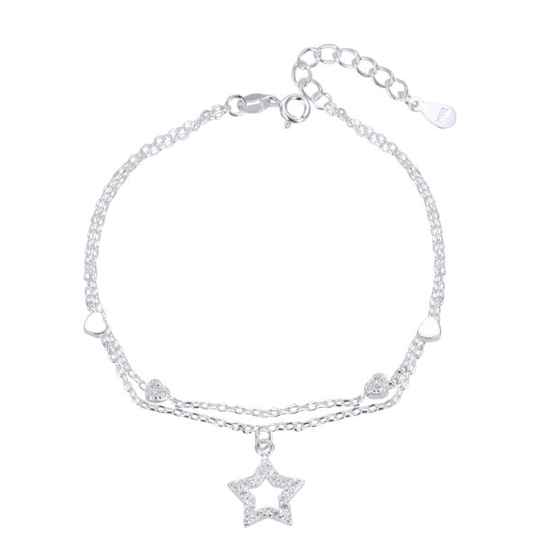 PULSERA DOBLE CORAZÓN Y ESTRELLA